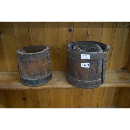 2273 - Three rustic timber pots