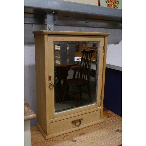 2277 - An Edwardian beech bathroom cabinet single mirrored door over single drawer