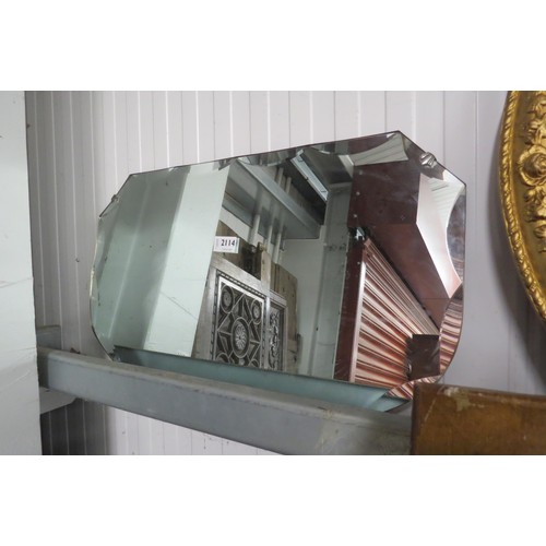 2114 - An Art Deco bevelled glass wall mirror with chrome mounts