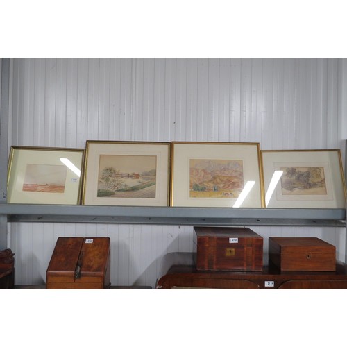 2121 - Four gilt framed watercolours, one unglazed