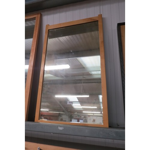 2215 - A beech framed wall mirror 53 x 92cm   (E) £15-20