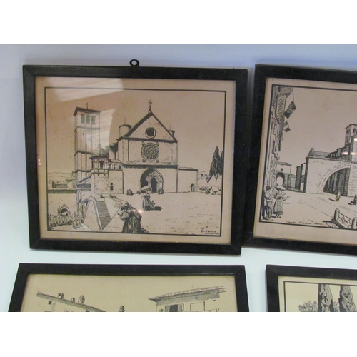 1285 - Four Ebba Holm woodcut prints (1889-1967) of Italian scenes, 19cm x 23.5cm