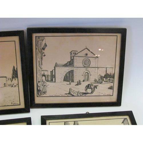 1285 - Four Ebba Holm woodcut prints (1889-1967) of Italian scenes, 19cm x 23.5cm