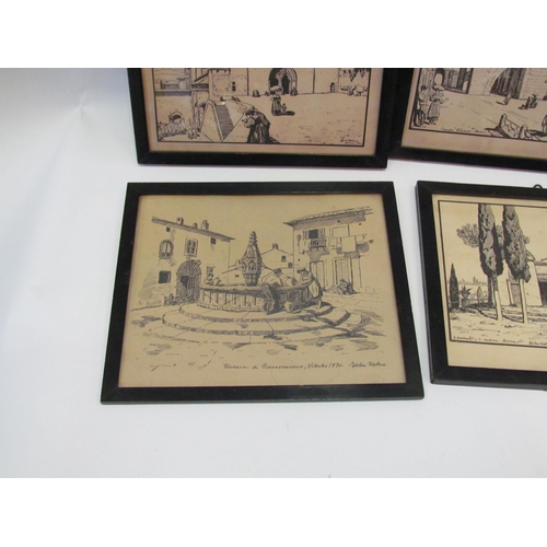 1285 - Four Ebba Holm woodcut prints (1889-1967) of Italian scenes, 19cm x 23.5cm