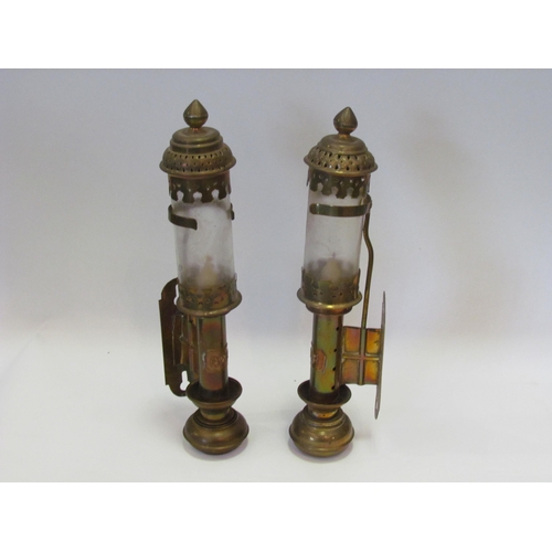 1286 - A pair of reproduction GWR brass wall lanterns