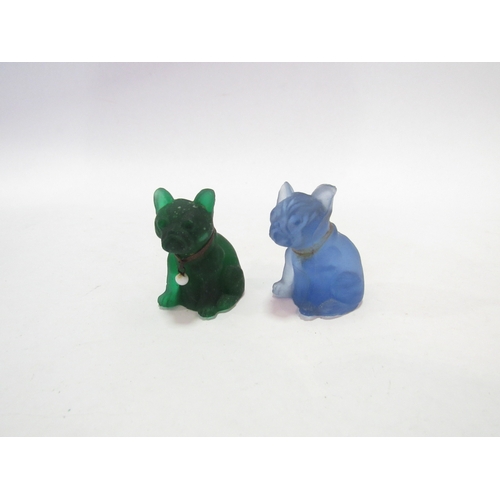 1359 - Two Victorian miniature coloured glass figures pug/bulldog