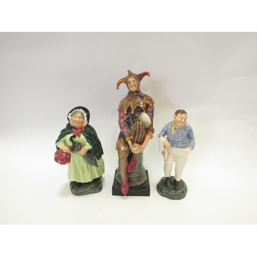 1370 - Three Royal Doulton figures - The Jester (restored), Sairey Gamp and Fat Boy