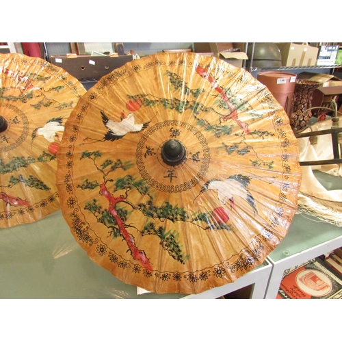 1511 - A collection of fans and parasols including bamboo and rice paper examples (6)