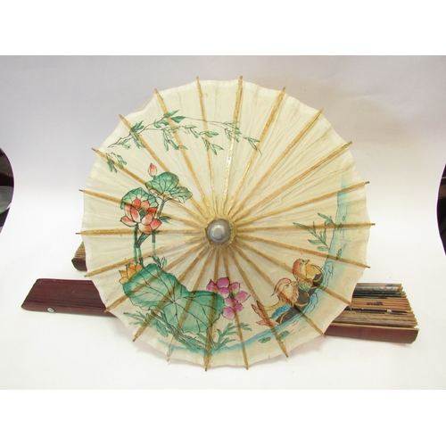 1511 - A collection of fans and parasols including bamboo and rice paper examples (6)