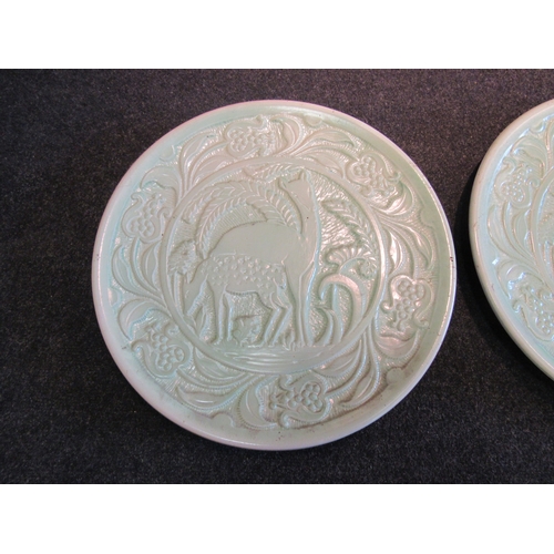 1523 - A pair of Burleigh Ware chargers with deer and fawn design, 40cm diameter      (E) £30-50