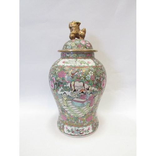 1526 - A modern Oriental vase with lid, figural scene, approximately 50cm tall