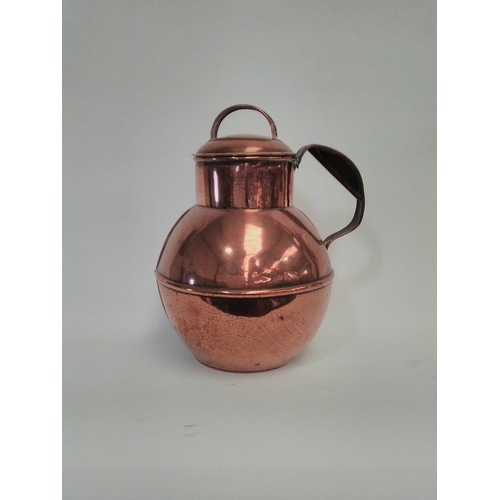 1371 - A Victorian copper Channel Islands lidded milk pot