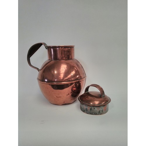 1371 - A Victorian copper Channel Islands lidded milk pot