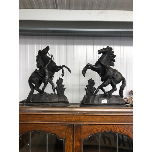 2163 - A pair of spelter Marley horses   (R) £100