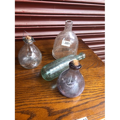 2351 - Vintage glass wasp traps and a bottle   (R) £20