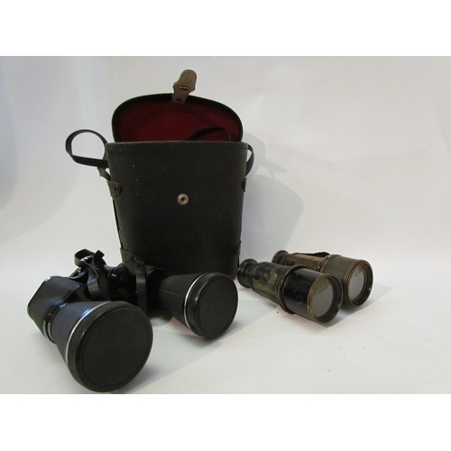 1401 - A pair of Miranda 16 x 50 binoculars, cased, and a pair of leather wrapped binoculars, a/f (2)