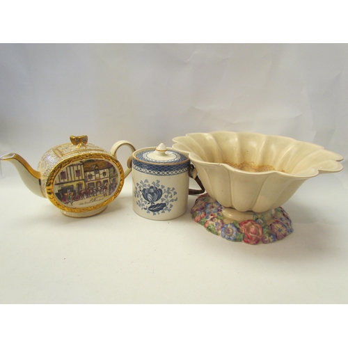 1430 - Two Sadler gilt teapots, Woods biscuit barrel, Fenton teapot, Victorian sprig decorated jug, Worcest... 