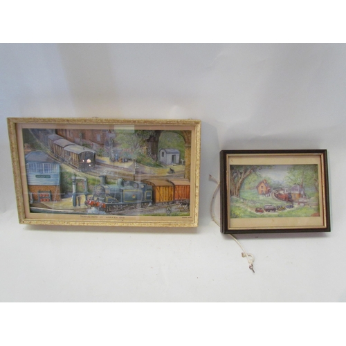 1433 - Four railway dioramas including Caledonian Pickersgill, framed   (E) £10-20