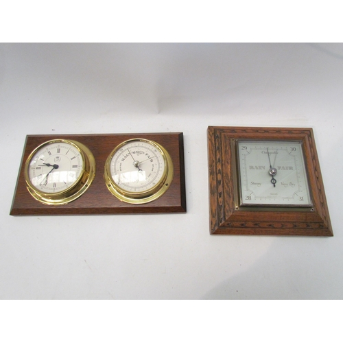 1455 - A Smiths wall hanging barometer and combined clock and barometer (2)     (E) £10-20