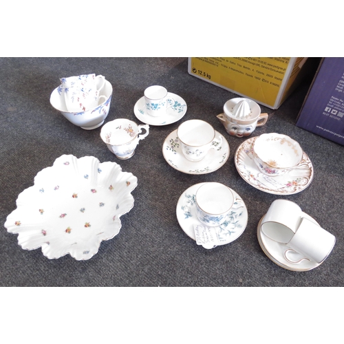 1541 - Two boxes of mixed ceramics, 19th Century teacups and saucers to include Davenport, plates, etc.