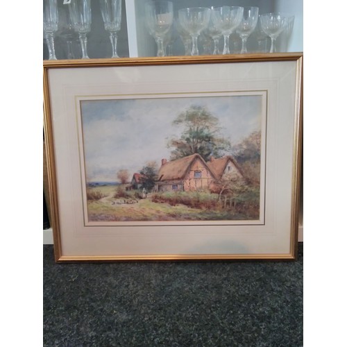 1510 - RICHARD AMBLER (XIX-XX): A watercolour of thatched cottage, maid feeding birds, signed and dated 190... 