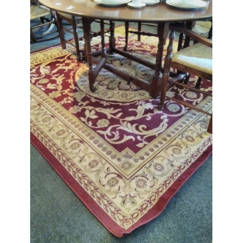 1554 - A Unique Loom Aubusson style wool/polyester rug, wine and cream ground, 244cm x 242cm