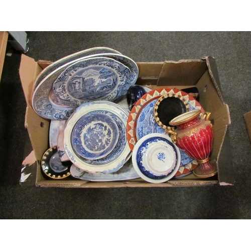 1205 - A box of mixed ceramics including Spode Italian plates, some a/f