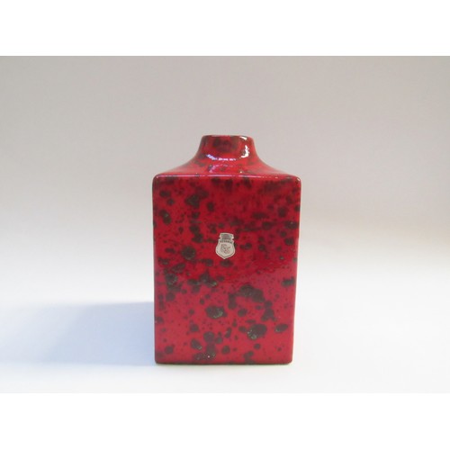 9131 - A late 1960’s ES Keramik 663/17 form Cubus vase, glossy red and selenium black lava glazes. Original... 