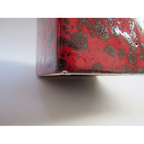 9131 - A late 1960’s ES Keramik 663/17 form Cubus vase, glossy red and selenium black lava glazes. Original... 