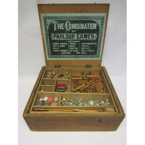 8336 - An early 20th Century F.H. Ayres 'The New Combination Of Parlour Games' games compendium, housed in ... 