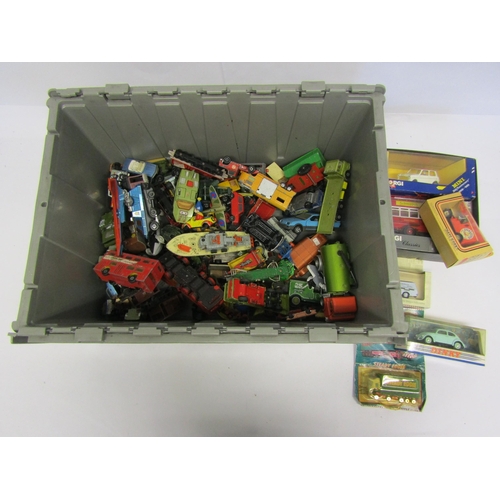 8154 - A large box of mixed playworn diecast vehicles including Matchbox Super Kings Adventure 2000 K2006 S... 