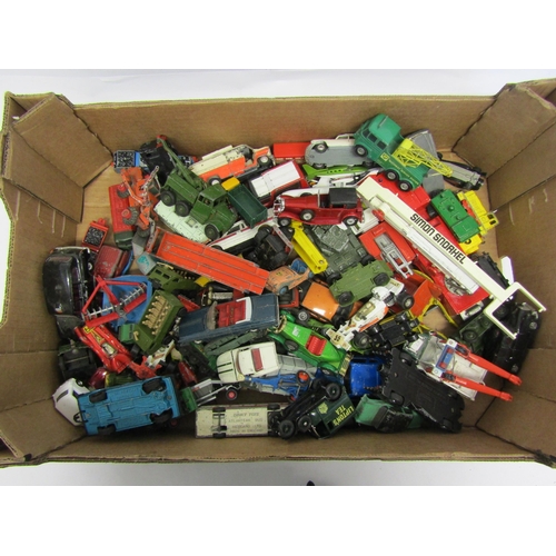 8188 - A large box of mixed playworn diecast vehicles including Matchbox Super Kings K39 Snorkel Fire Engin... 