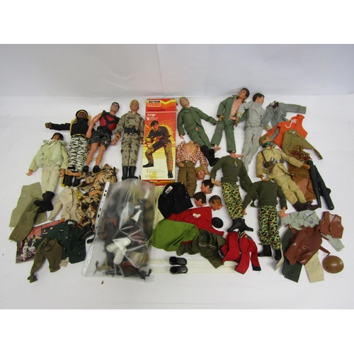 8256 - A collection of assorted vintage and modern playworn Action Man and similar figures, accessories, cl... 