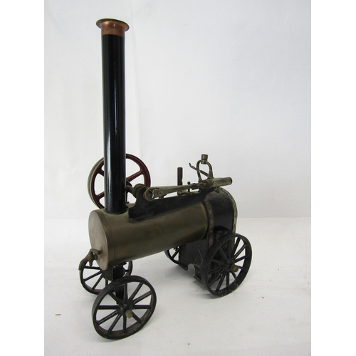 8449 - A scratch built live steam model of a portable engine, the brass horizontal boiler with sight glass ... 