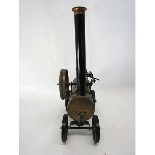 8449 - A scratch built live steam model of a portable engine, the brass horizontal boiler with sight glass ... 