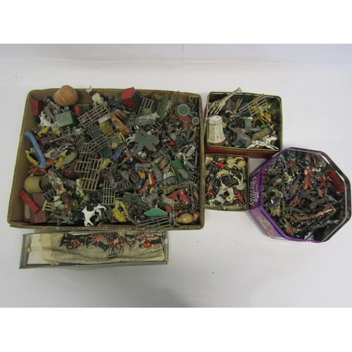 8369 - A large collection of playworn lead figures and accessories including Britains, Crescent, Johillco e... 