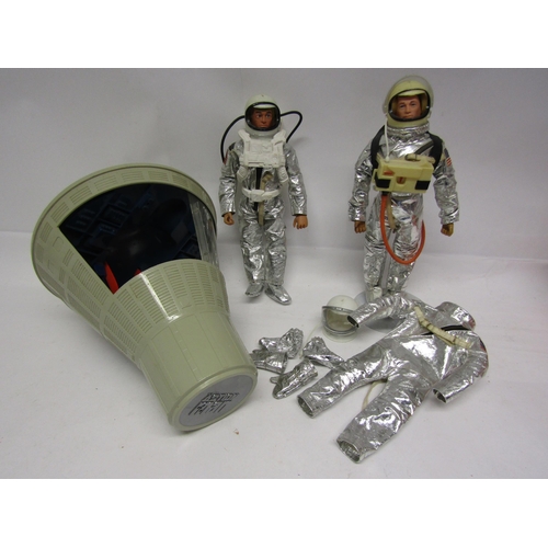 8249 - A vintage Palitoy Action Man Space Capsule (damaged), together with two vintage Action Man figures i... 