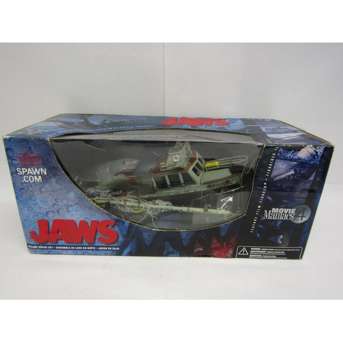 8005 - A boxed McFarlane Toys Jaws Deluxe Boxed Set model depicting great white shark attacking boat (box w... 