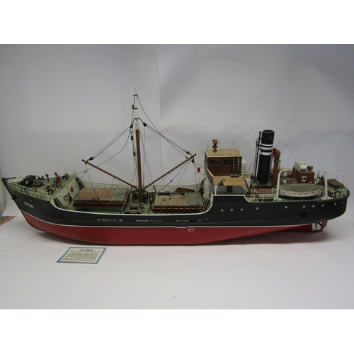 8430 - A kit built wood and fibreglass model ship ' S.S. Argos', finished in black and red with brass prope... 