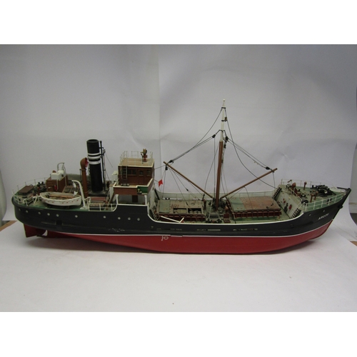 8430 - A kit built wood and fibreglass model ship ' S.S. Argos', finished in black and red with brass prope... 