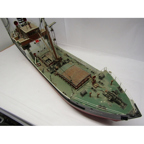 8430 - A kit built wood and fibreglass model ship ' S.S. Argos', finished in black and red with brass prope... 