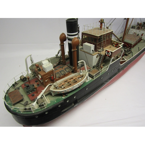 8430 - A kit built wood and fibreglass model ship ' S.S. Argos', finished in black and red with brass prope... 