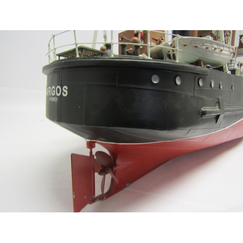 8430 - A kit built wood and fibreglass model ship ' S.S. Argos', finished in black and red with brass prope... 