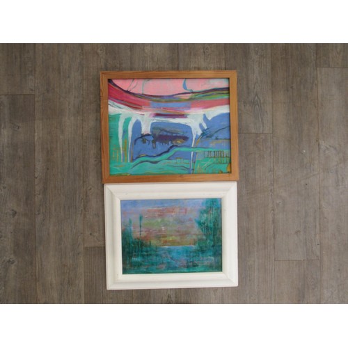 9457 - PAMELA GUILLE ARSA (XX) Two framed oil on canvas paintings, untitled and signed lower right and vers... 