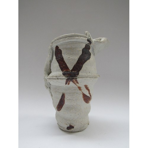 9014 - PETER SMITH (b.1941) A rare porcelain jug with textured finish c1980, painted tenmoku flashes. Impre... 