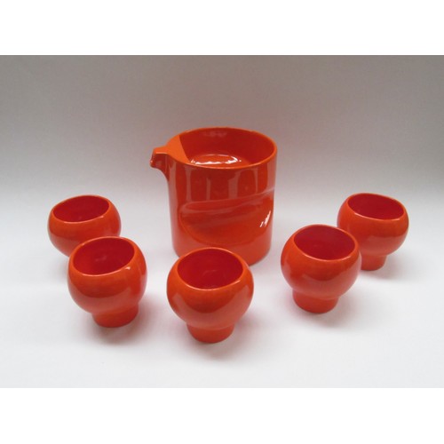 9090 - A 1970s ceramic orangeade set by Georges Lanteri comprising of a pitcher and five beakers. Tallest 1... 