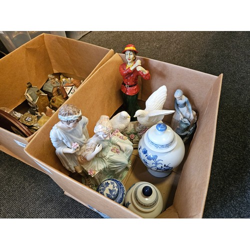 1239 - Two boxes of china including figures and houses