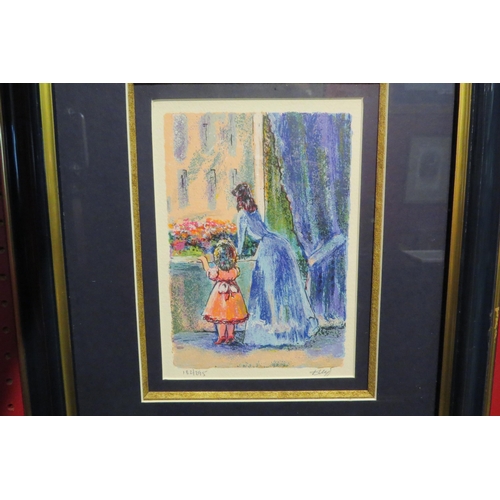 4098 - A modern pencil signed limited edition print depicting mother and daughter gazing out of a window, N... 