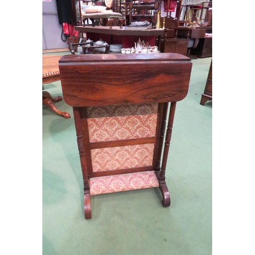 4229 - A Regency rosewood and tapestry prayer kneeler with turned supports, drop-flap table top, 74cm tall ... 