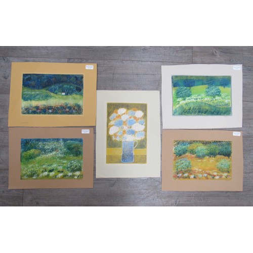 9454 - MARIA GEURTEN (1929-1998) Five unframed monoprints, all signed by the artist. Largest overall size 4... 